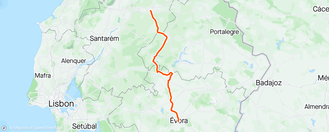 Map of the activity, Portugal E2E - Abrantes to Evora