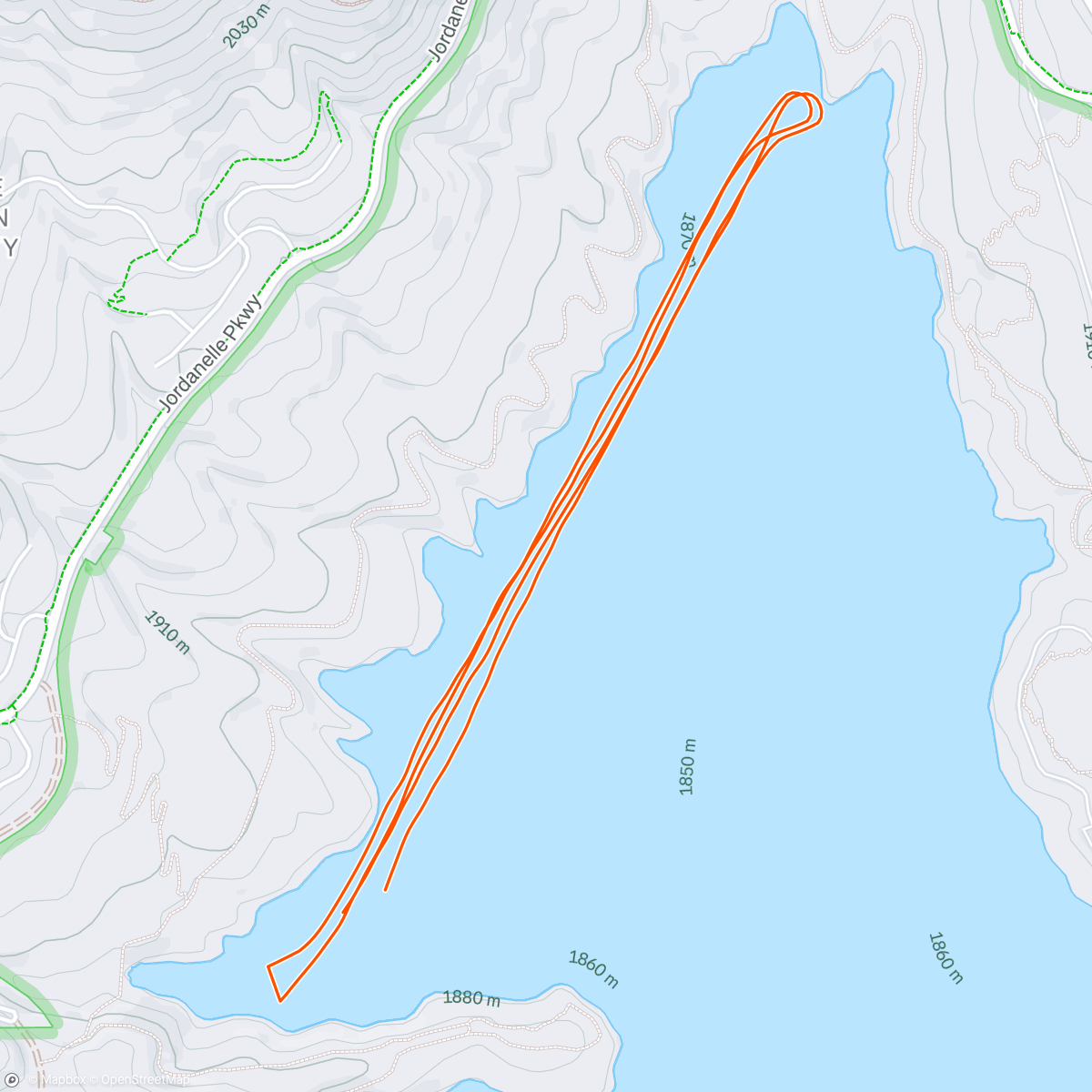 Map of the activity, Morning waterski