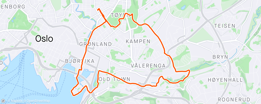 アクティビティ「Rolig jogg en fin 1. maikveld」の地図