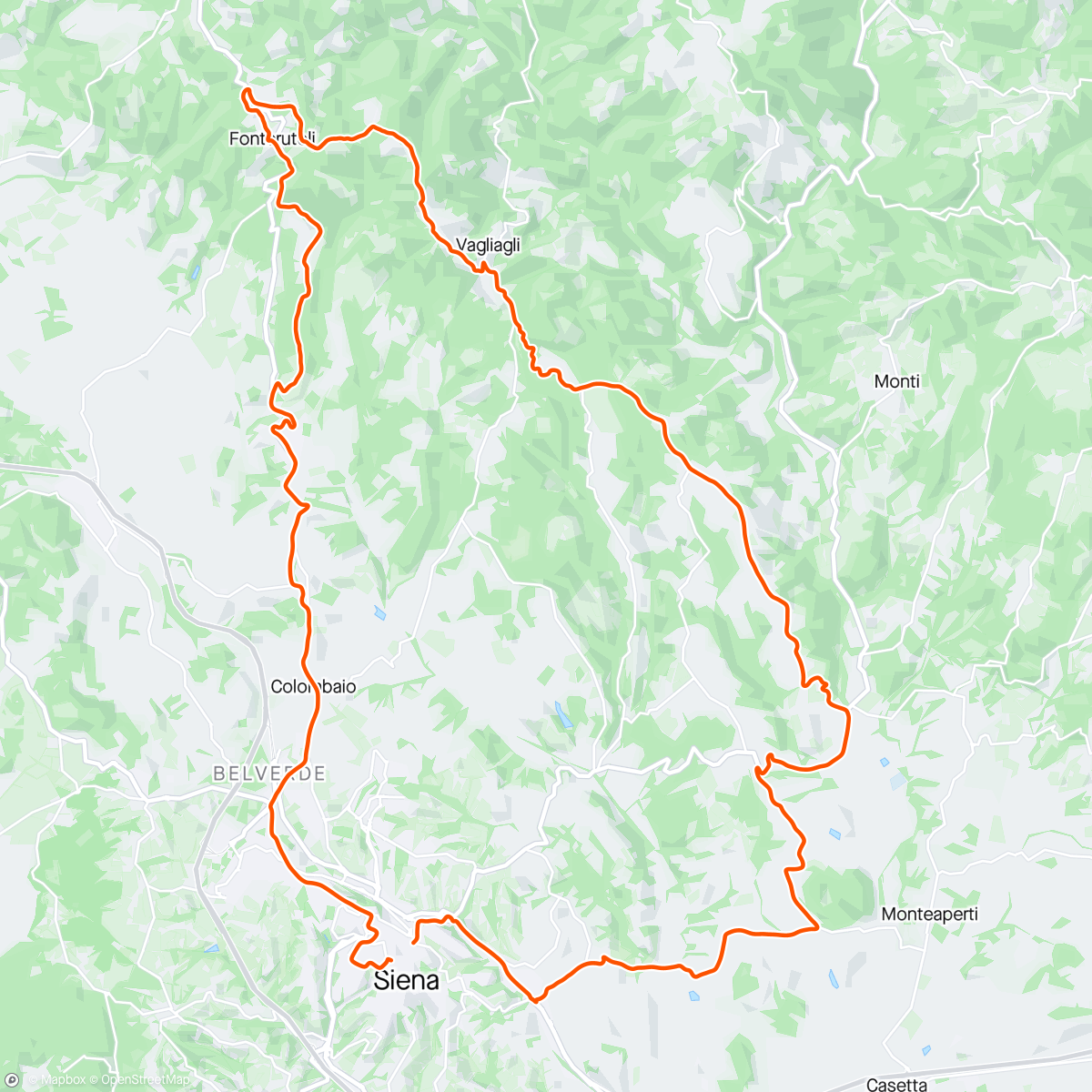 Map of the activity, Tratti di Strade Bianche, L’Eroica e Romea Senese
