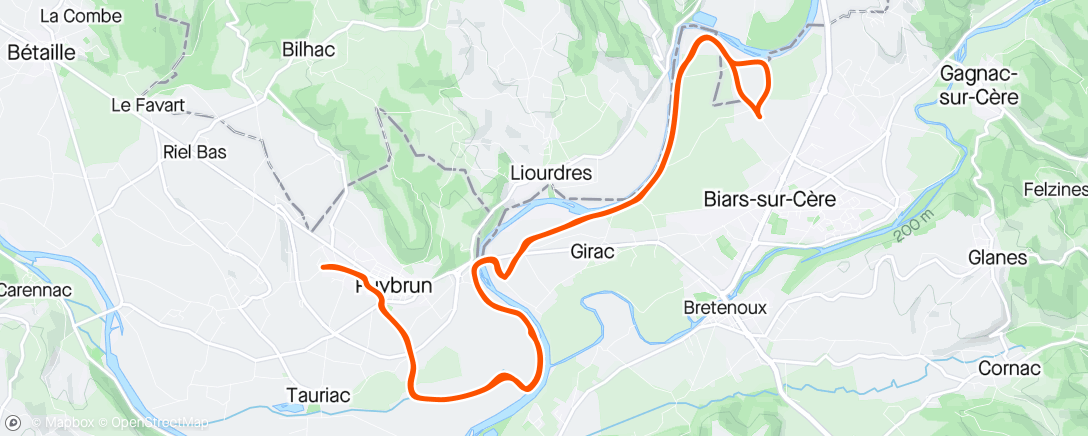 Map of the activity, VTT A/R Rod bords de la Dordogne