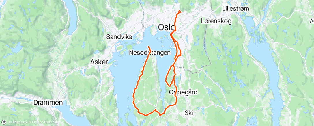 Map of the activity, Søndags-tur/retur Nesodden