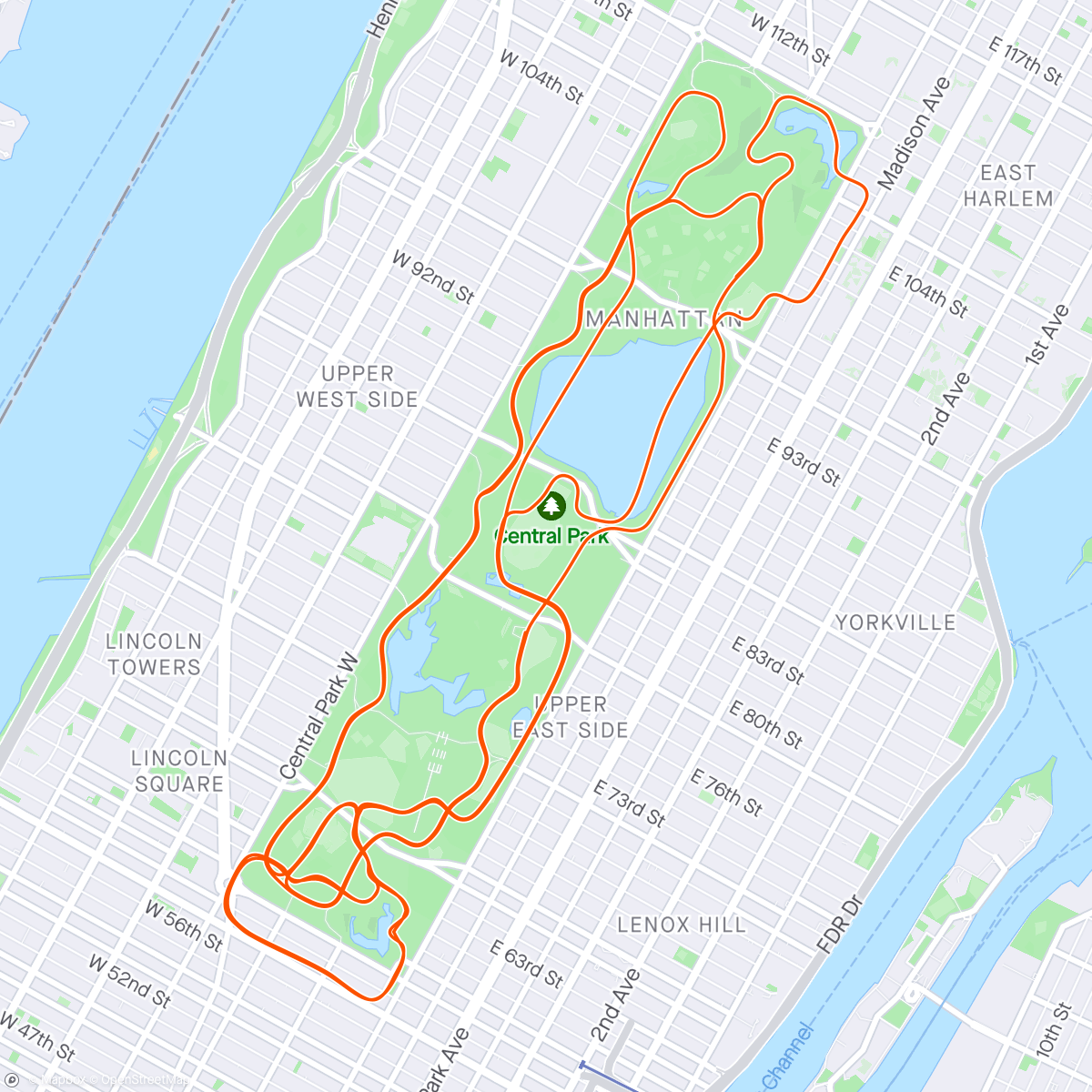 Map of the activity, Zwift - Cykel-74OULT-6x1minOULT in New York