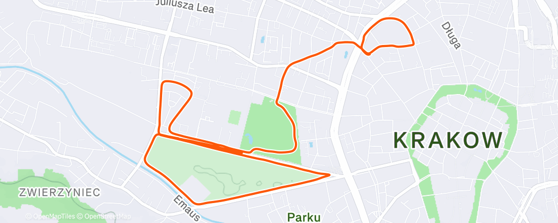 Map of the activity, parkrun Kraków 🎄🥰