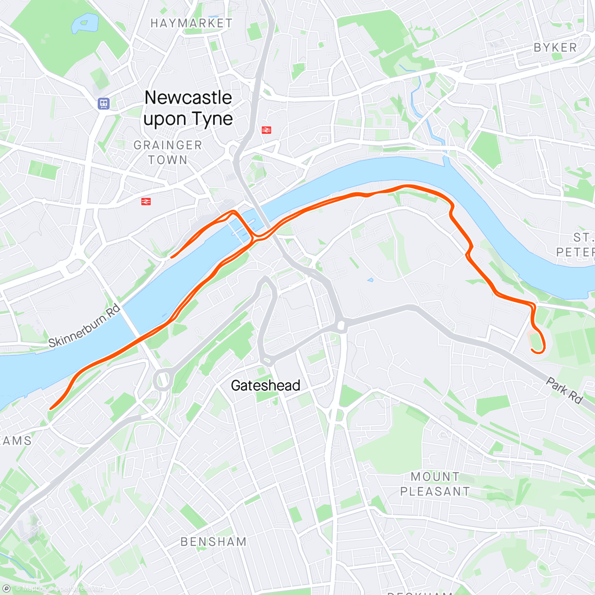 Map of the activity, Gateshead 10k - PB BABY