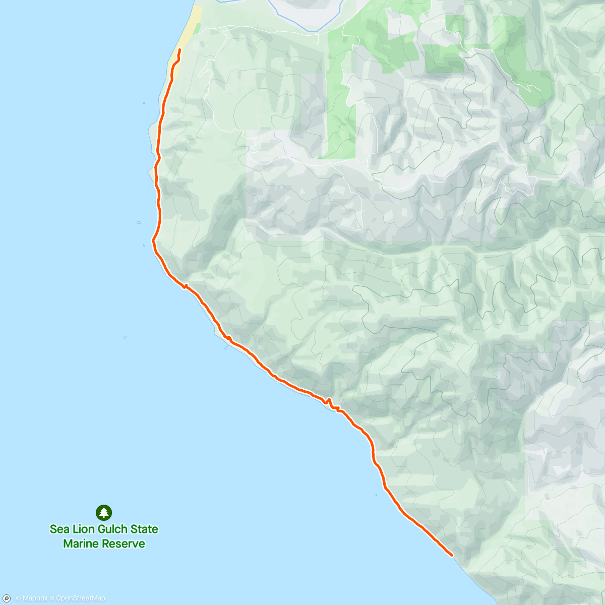 Map of the activity, Day 1 Lost Coast