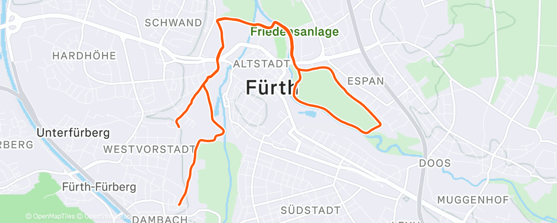 Map of the activity, Lauf am Nachmittag