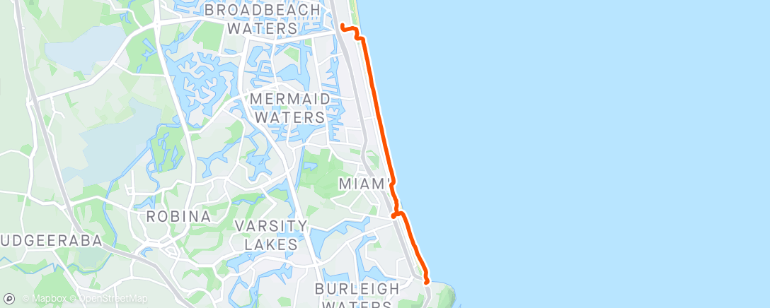 Map of the activity, Post run beach walk