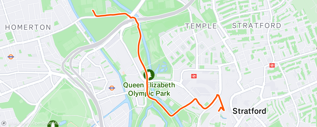 Map of the activity, Afternoon Walk post-Hackney Cheering