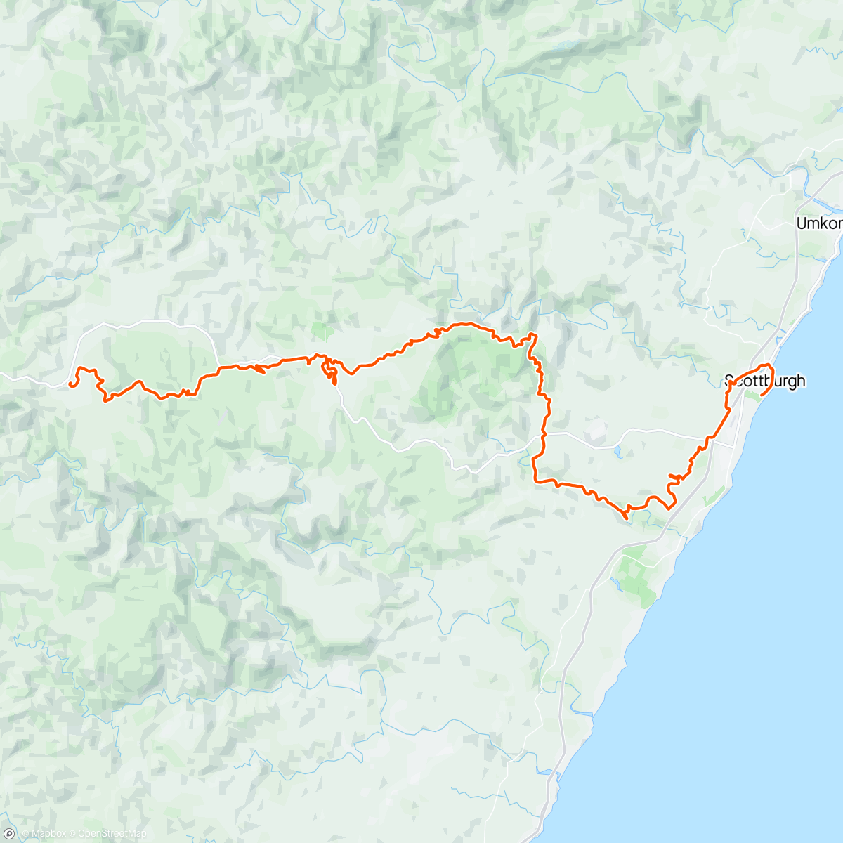 Map of the activity, Sani2C Day 3 Jolivet to Scottburgh