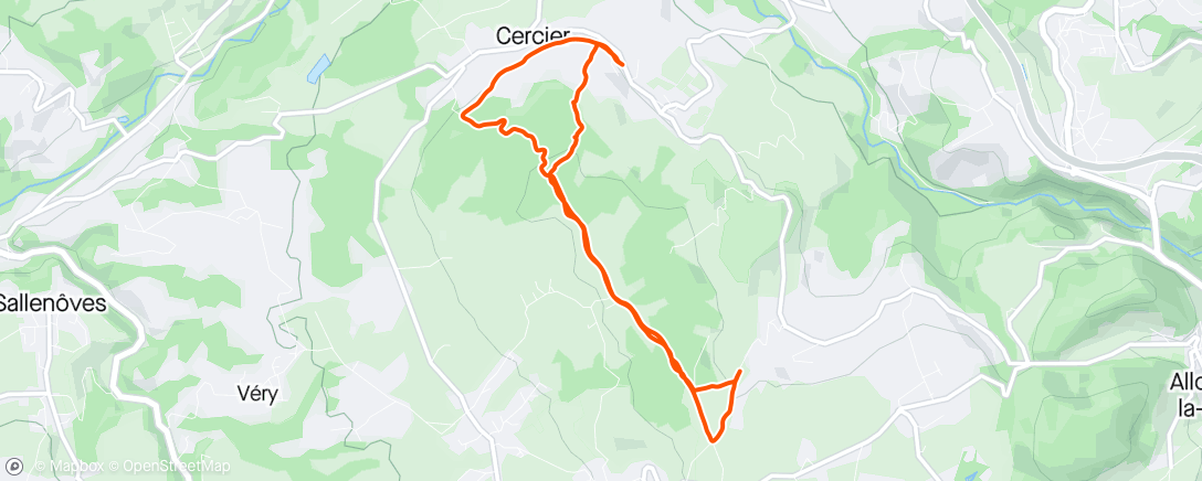 Map of the activity, Trail with intervals