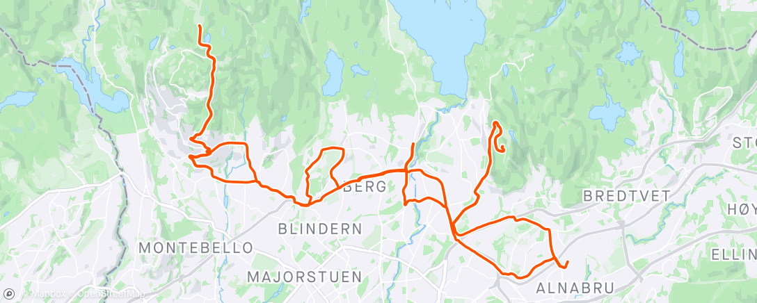 Map of the activity, 2x Holmenkollen 2x Grefsenkollen