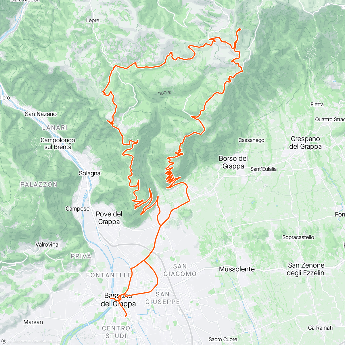 Map of the activity, Monte Grappa Bike Day
