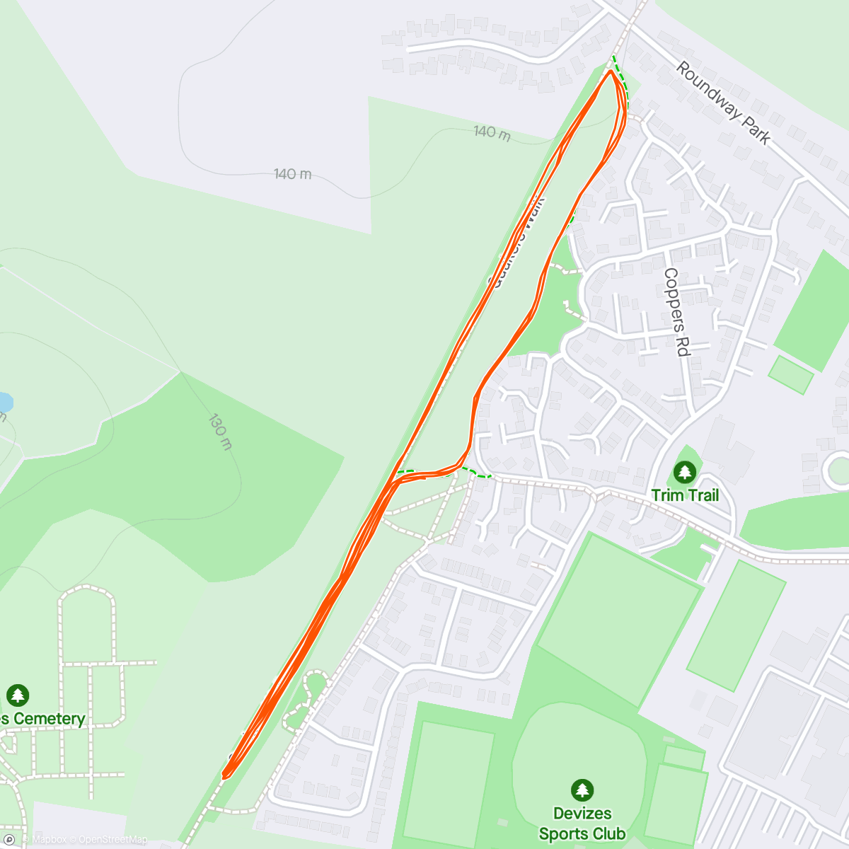 Map of the activity, Quakers Walk parkrun