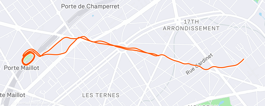Map of the activity, Course à pied le matin