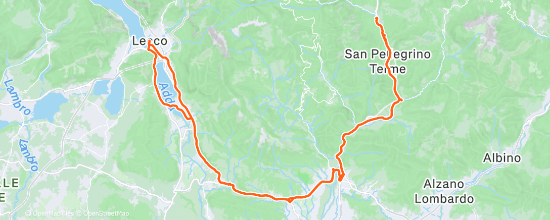 Map of the activity, Pedalata mattutina