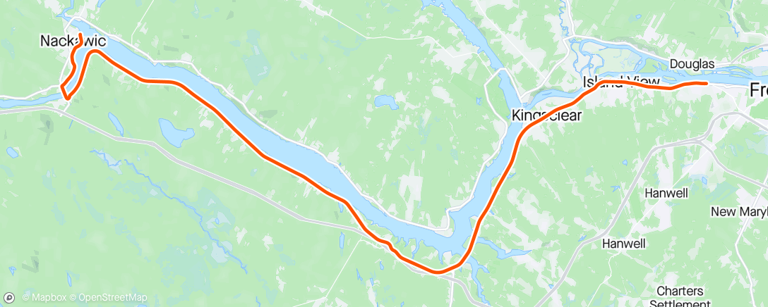 Map of the activity, ROUVY - Fredericton to Nacawick