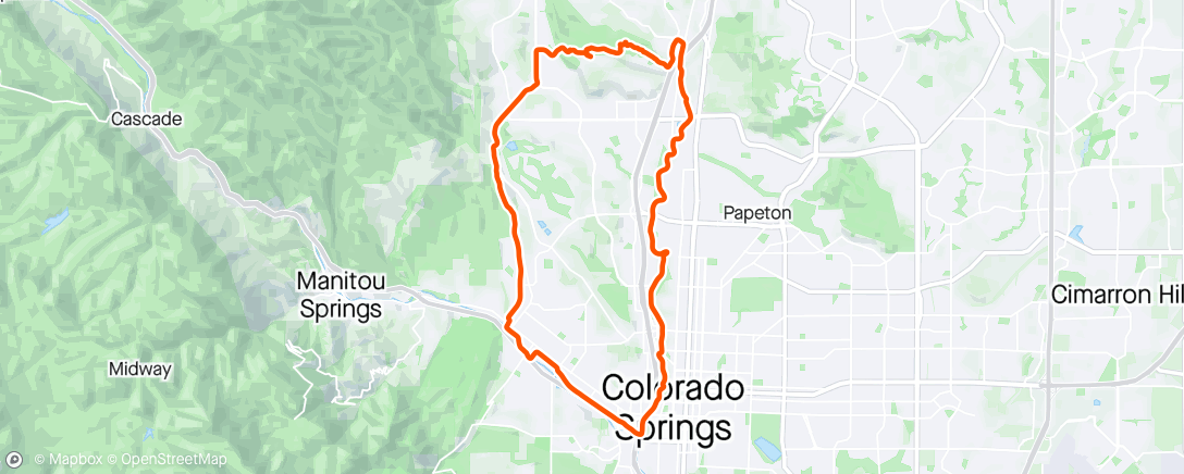 Map of the activity, Downtown/Foothills Loop