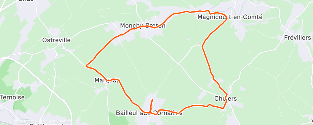 Map of the activity, Afternoon Run