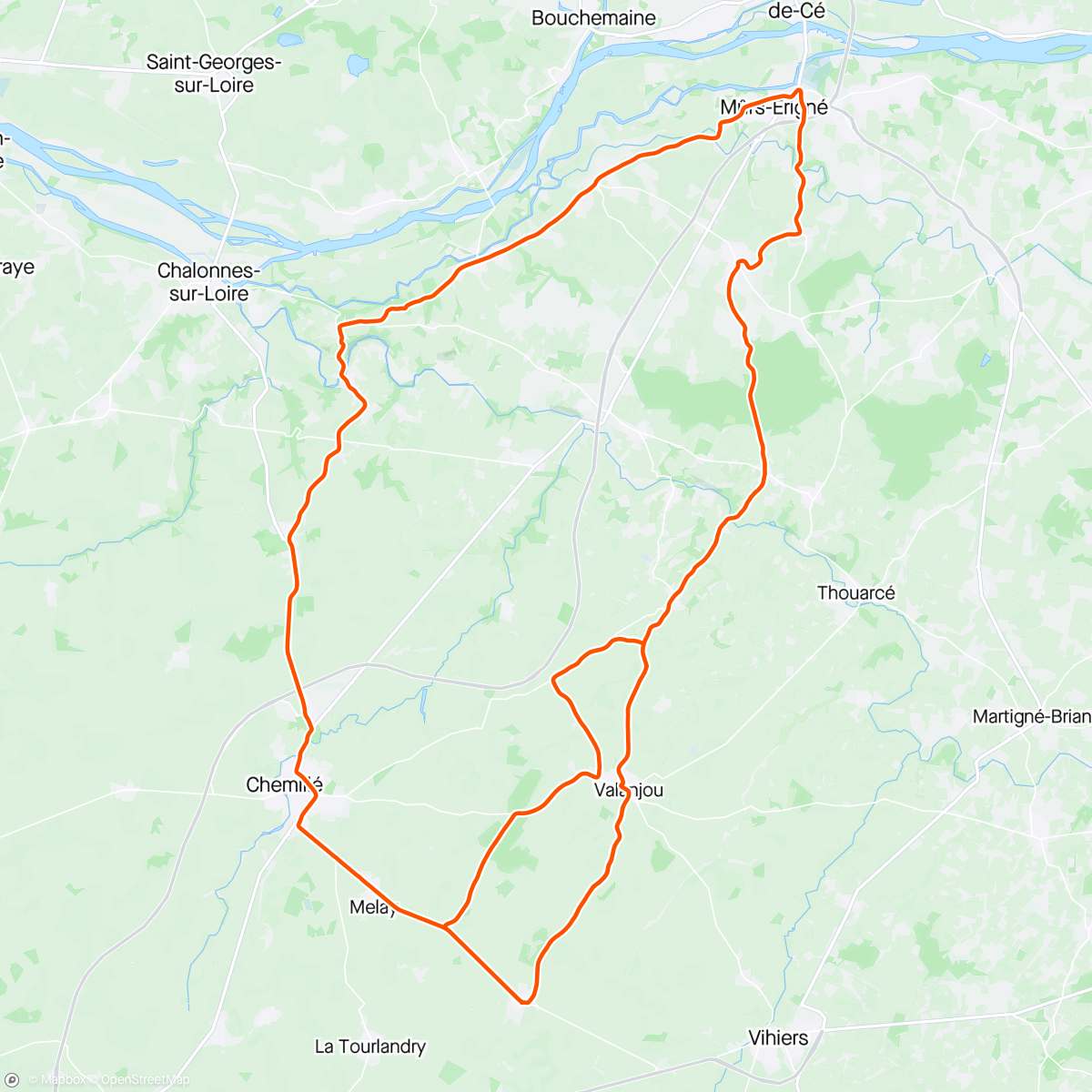 Map of the activity, 75 km tout seul le reste avec Madame