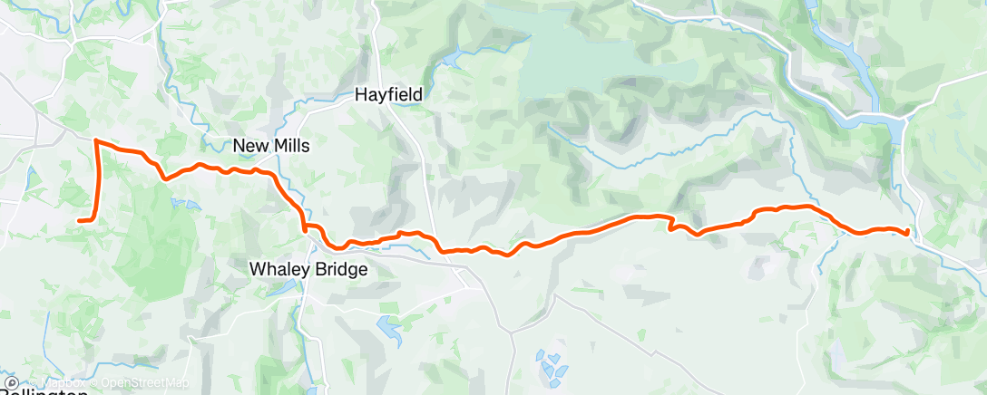Map of the activity, Ride to start of Tor Divide