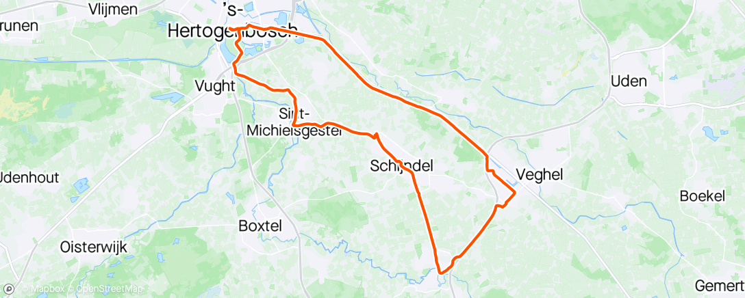 Mapa de la actividad, Rondje Veghel , st. Oedenrode, Schijndel