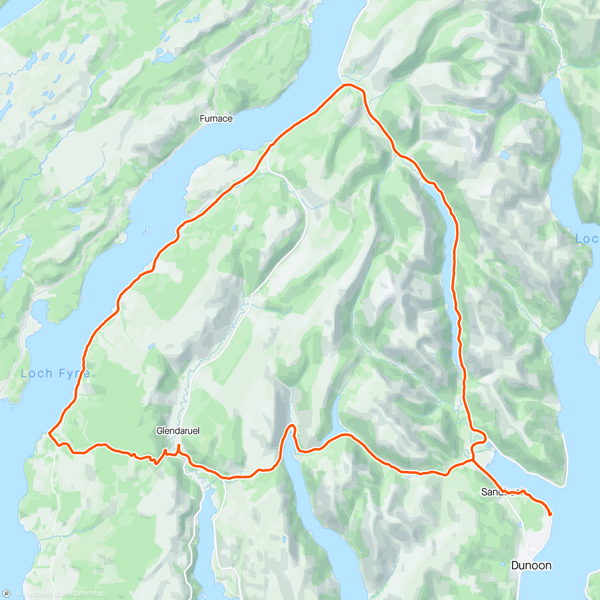 Map of the activity, Dunoon C11 to Strachur