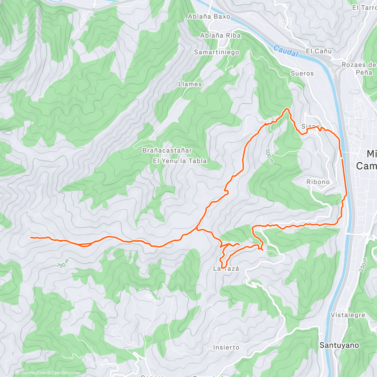Map of the activity, Pico Seana - Roiles - Llosorio