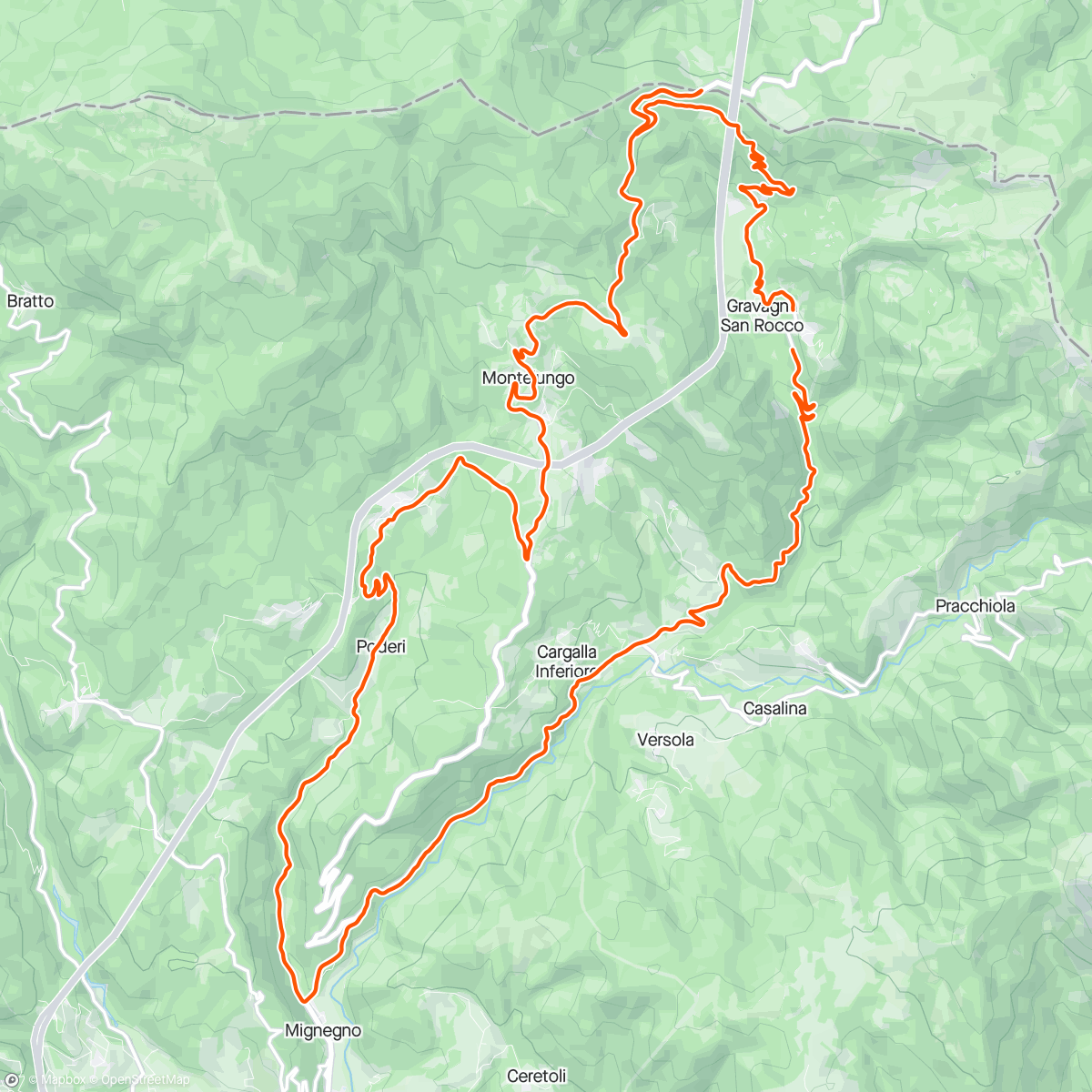 Map of the activity, Stay on dry side of Appeninnes. Succisa then Passo Cisa.
