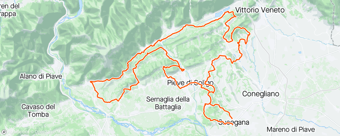 Map of the activity, Nova Eroica - Prosecco Hills