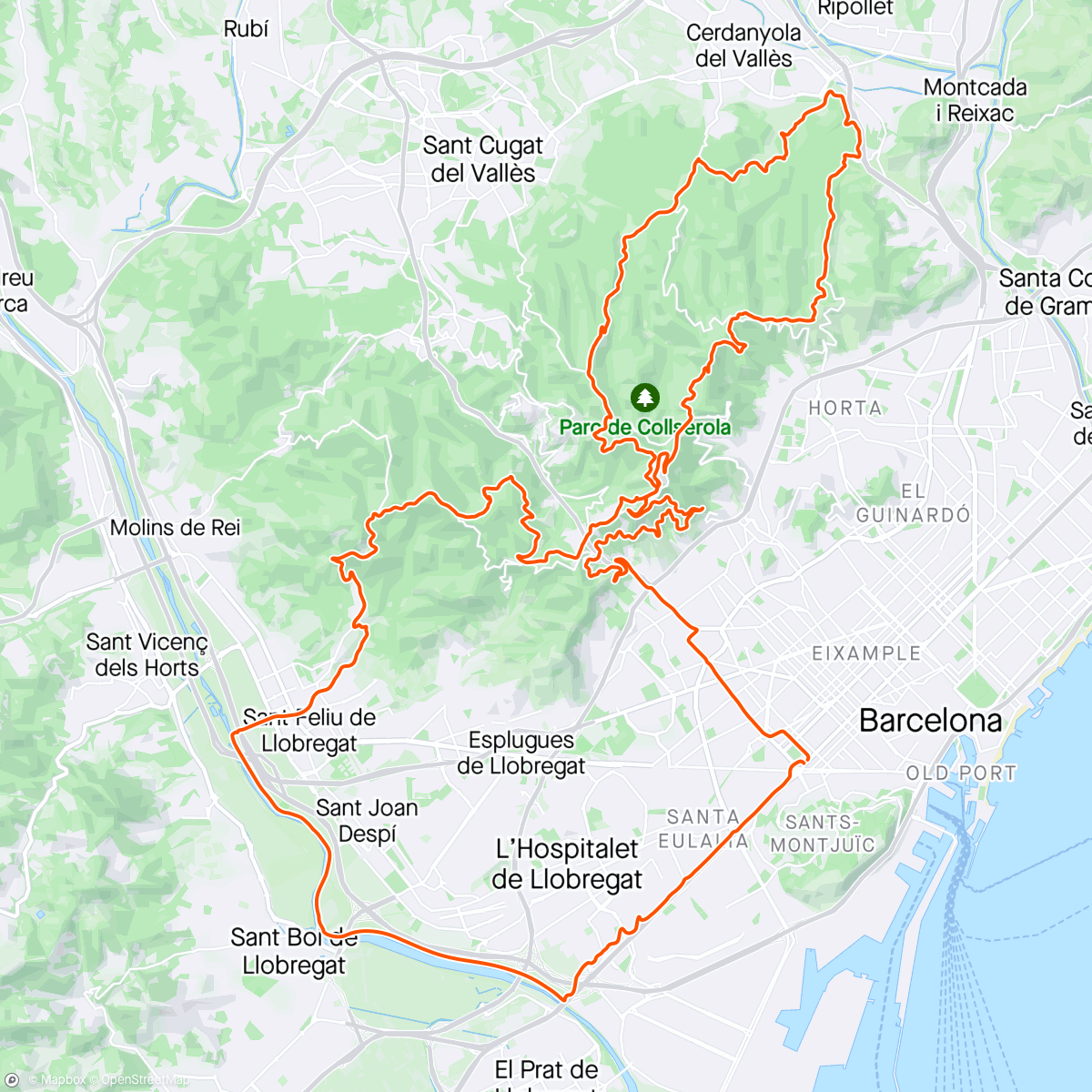 Map of the activity, Gravel í Barcelona á sumardaginn fyrsta 🙂🚴‍♂️