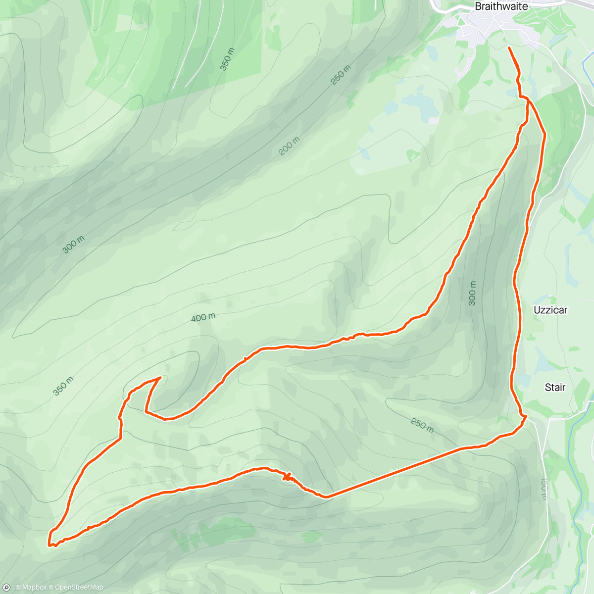 Map of the activity, 4 Wainwrights and flying solo! Barrow, Outerside, Scar Crags and Causey Pike