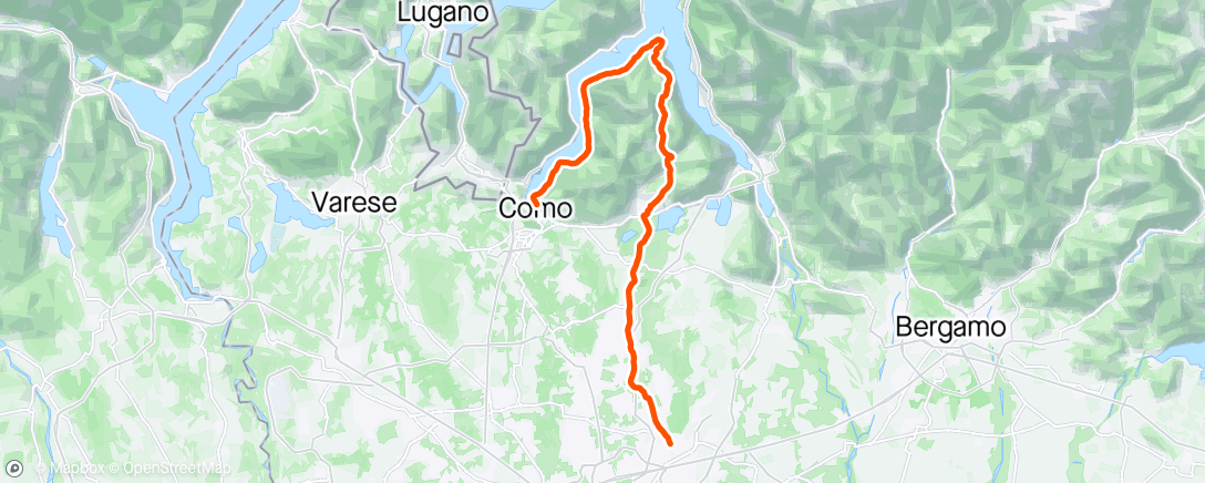 Map of the activity, Monza - Ghisallo - Como
