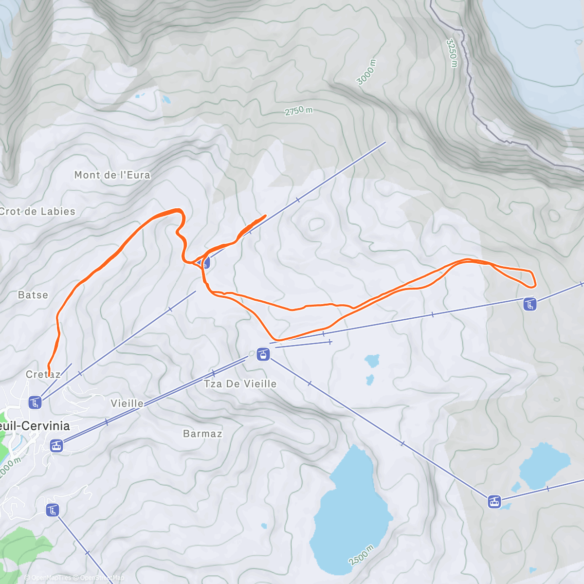 Map of the activity, Ritorno in quel di Cervinia 🤩