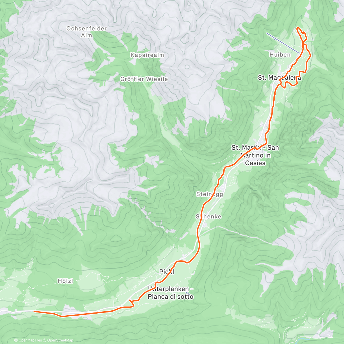 Map of the activity, Skate do St. Magdaleny a zpět do Taisten❄️