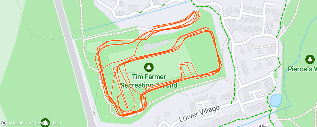 Map of the activity, 5x1k off 1' Tim Farmer