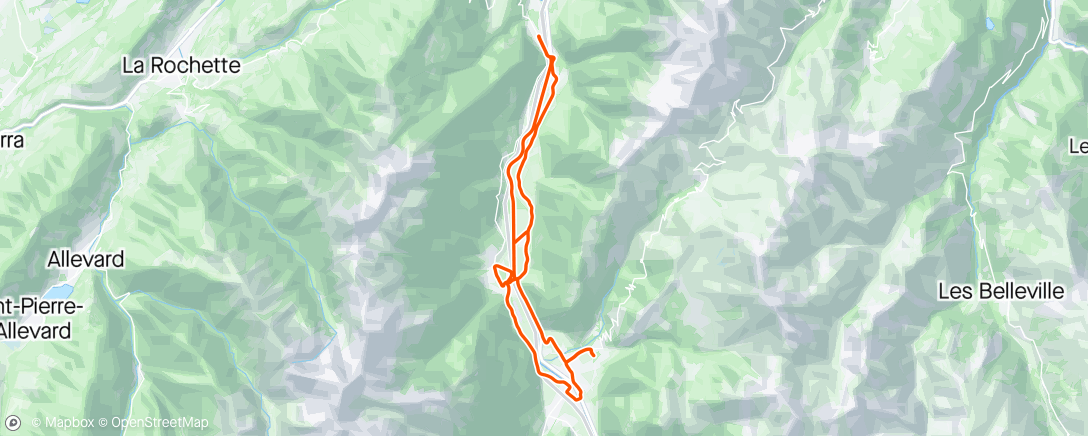 Map of the activity, 1 H 38 : 4 sprints 30