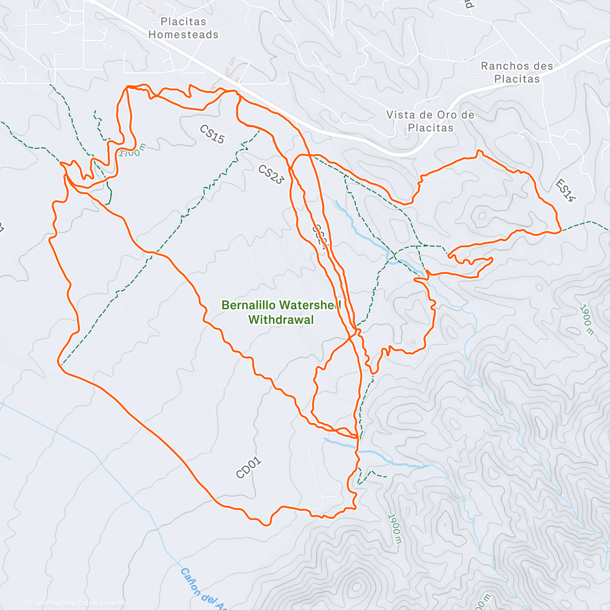 Mapa de la actividad, Morning Mountain Bike Ride