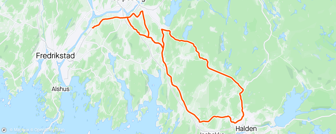 Map of the activity, Kosetur til Halden med Terje, ikke fullt like kos tilbake💨💨😀