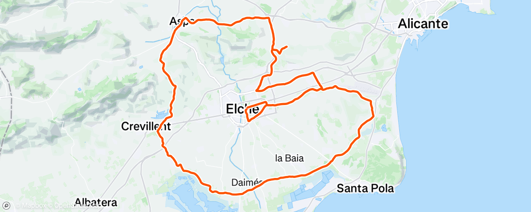 Map of the activity, Bicicleta al anochecer