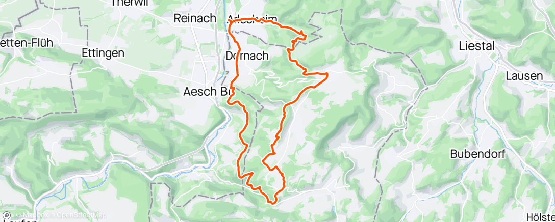 Карта физической активности (Mountainbike-Fahrt am Morgen)