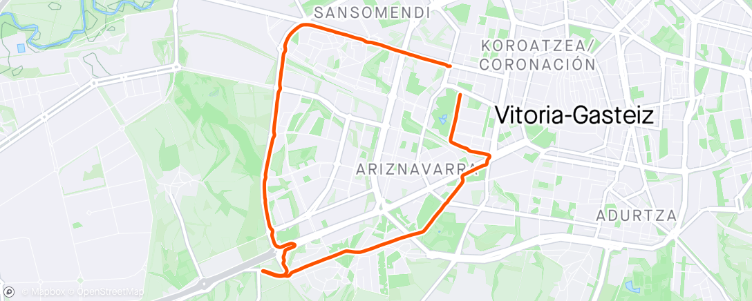 Map of the activity, Running 9k