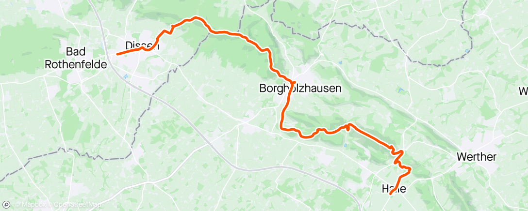 Map of the activity, Hermannsweg von Halle bis Dissen