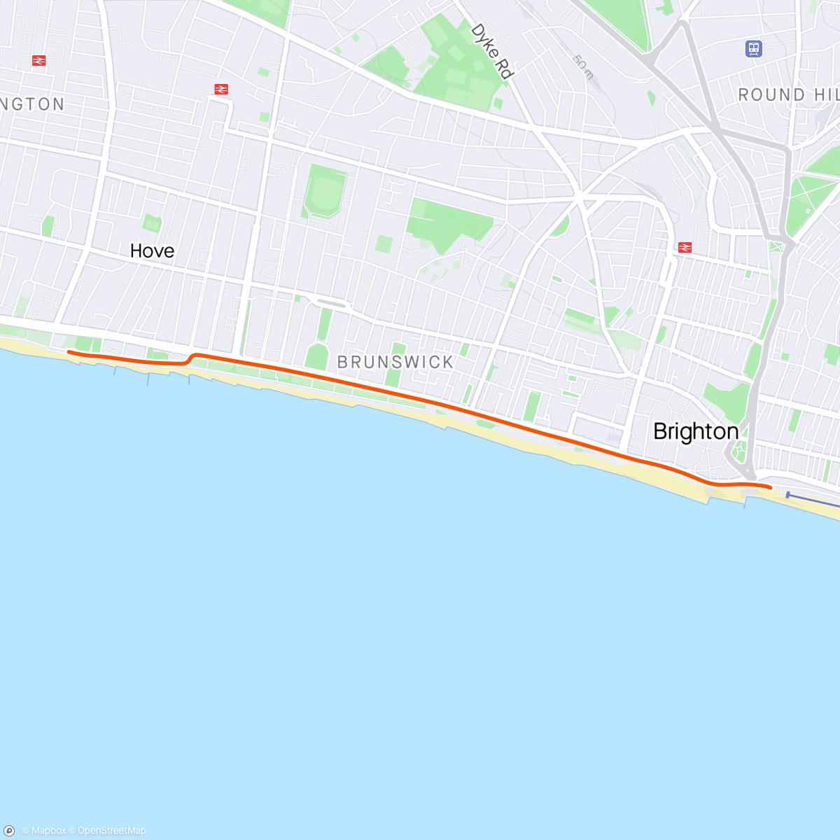 Map of the activity, Evening Ride - Brighton triathlon complete