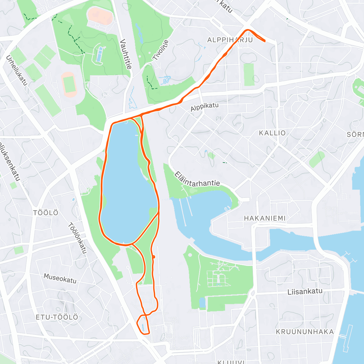 Map of the activity, Afternoon Run