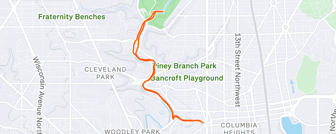 Map of the activity, Afternoon Run