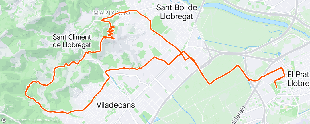Mapa de la actividad, Bicicleta de montaña a la hora del almuerzo