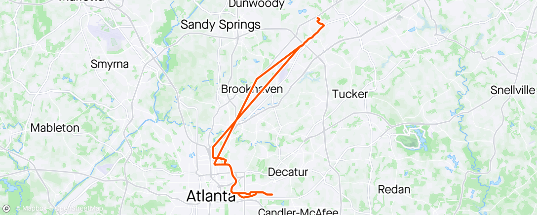 Map of the activity, Atlanta roundtrip