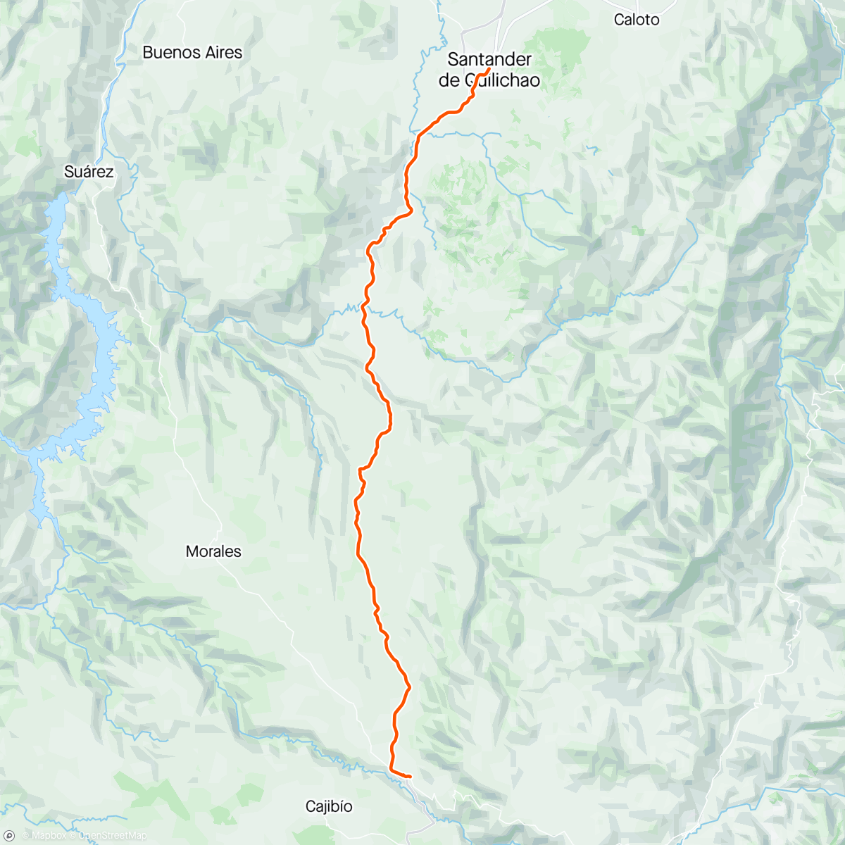 Map of the activity, Día 3 Vuelta al sur PIENDAMO