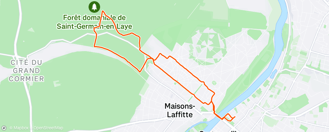 Map of the activity, Course à pied le matin